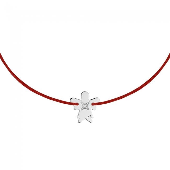 14 KT white gold Angel bracelet on string with white diamond