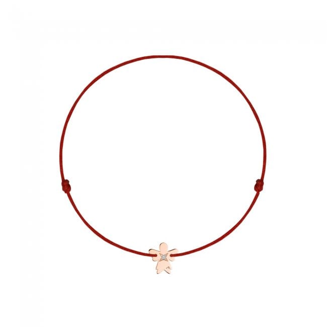 Bratara pe snur Inger, cu diamant alb, din aur roz 14 KT