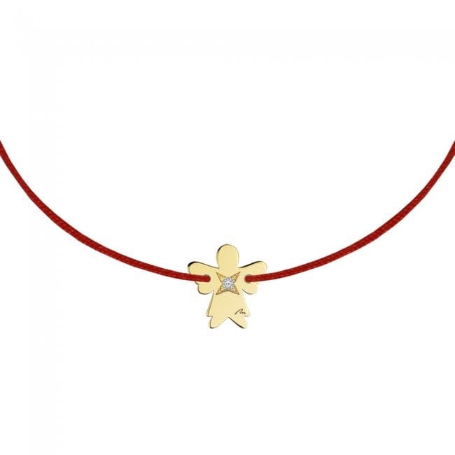 Bratara pe snur Inger, cu diamant alb, din aur galben 14 KT