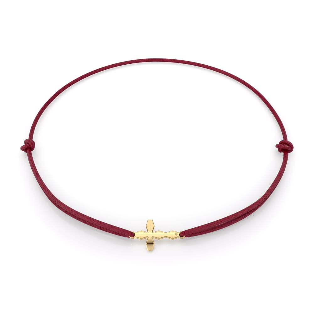 Bratara pe snur cu pandantiv Cruce Infinity M, din aur galben 14 KT