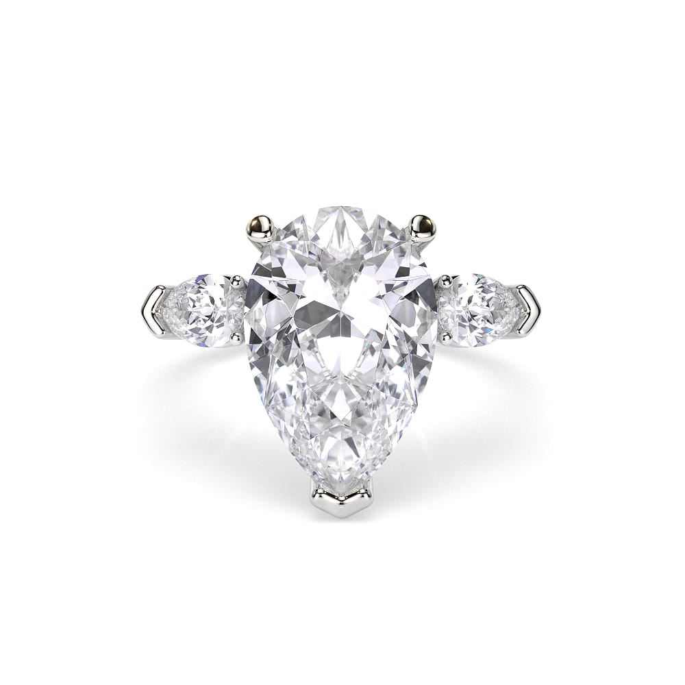Inel de Logodna Trilogy Aur Alb 18 KT Pear Cut 5.75 CT