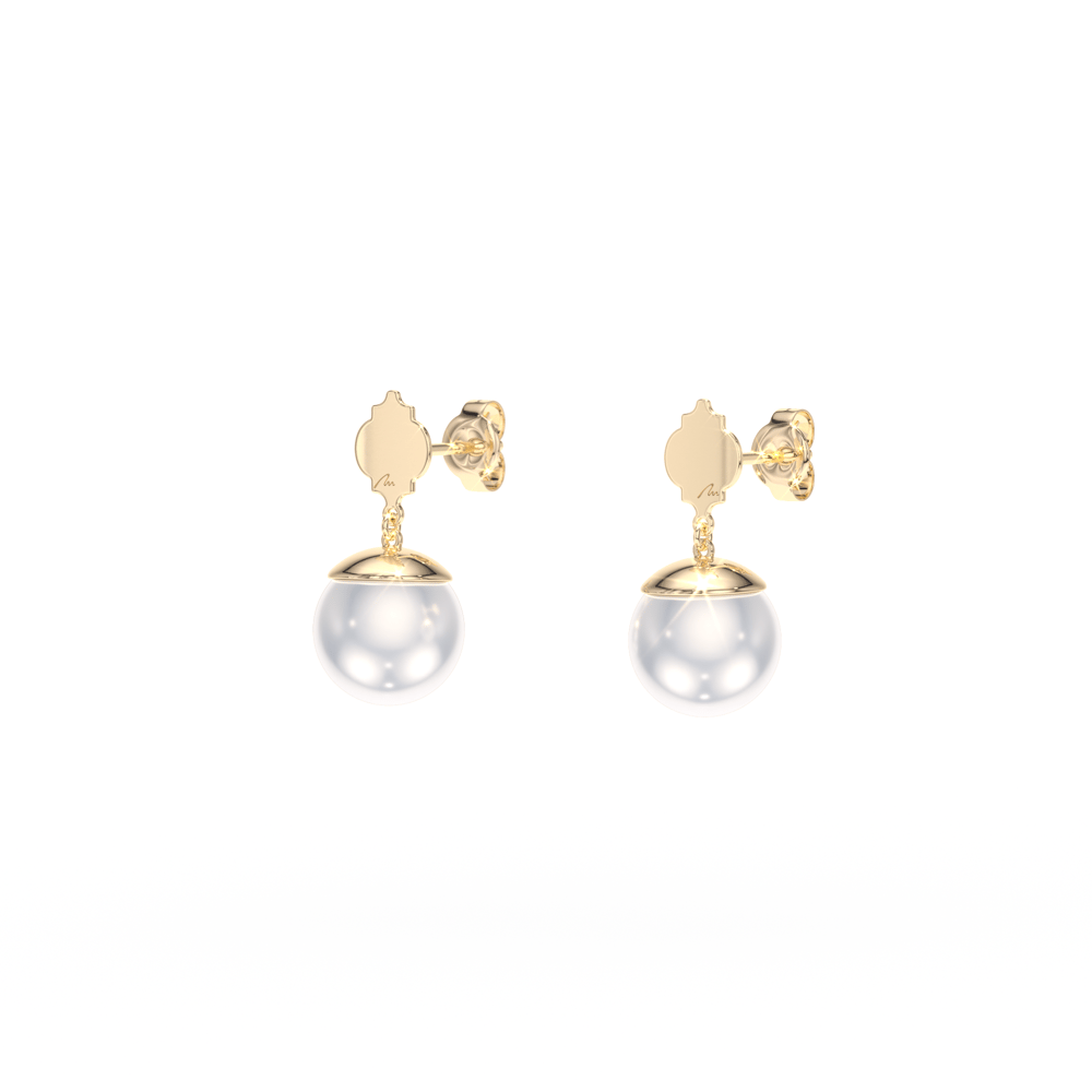 Cercei Pearls of Orient cu perle de 10 mm, din aur galben 14 KT