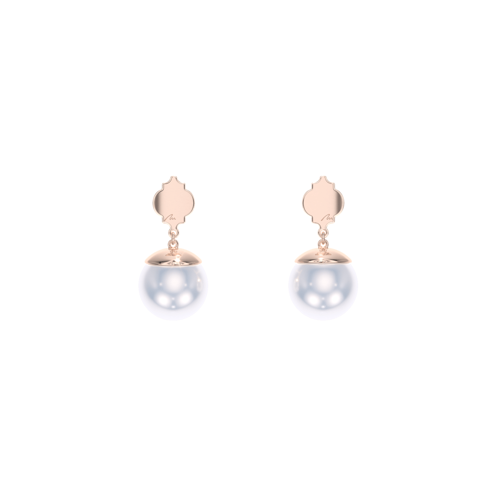 Cercei Pearls of Orient  cu perle de 10 mm, din aur roz 14 KT