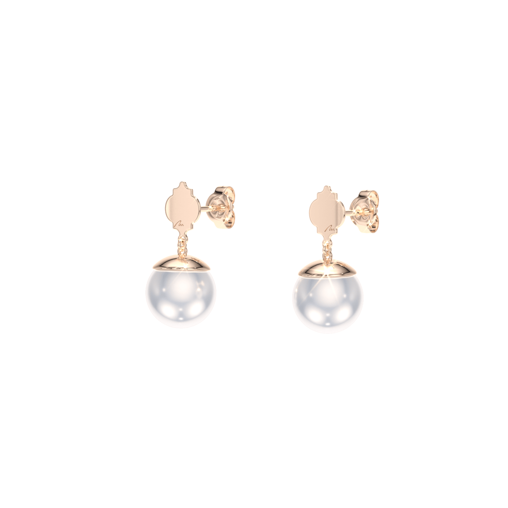Cercei Pearls of Orient  cu perle de 10 mm, din aur roz 14 KT