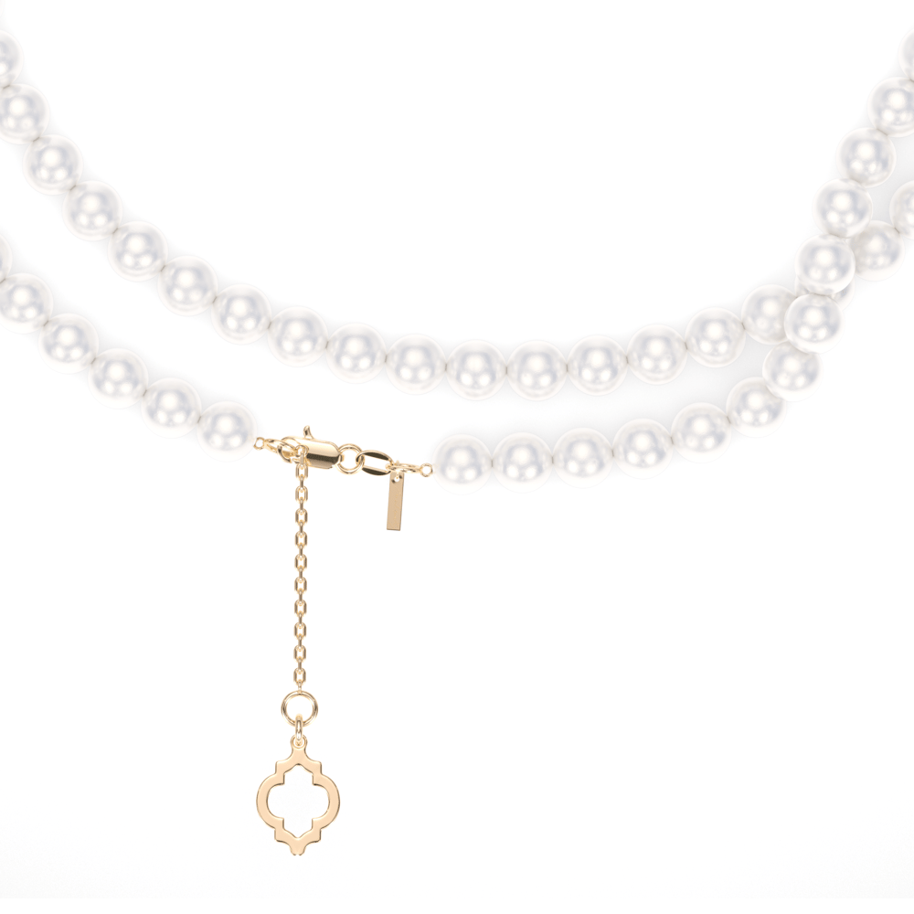 14 KT yellow gold 80 cm 6 mm pearls necklace