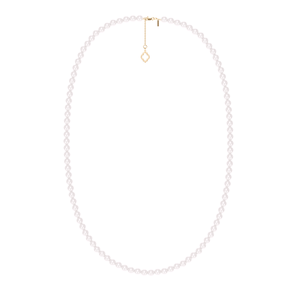 14 KT yellow gold 80 cm 6 mm pearls necklace