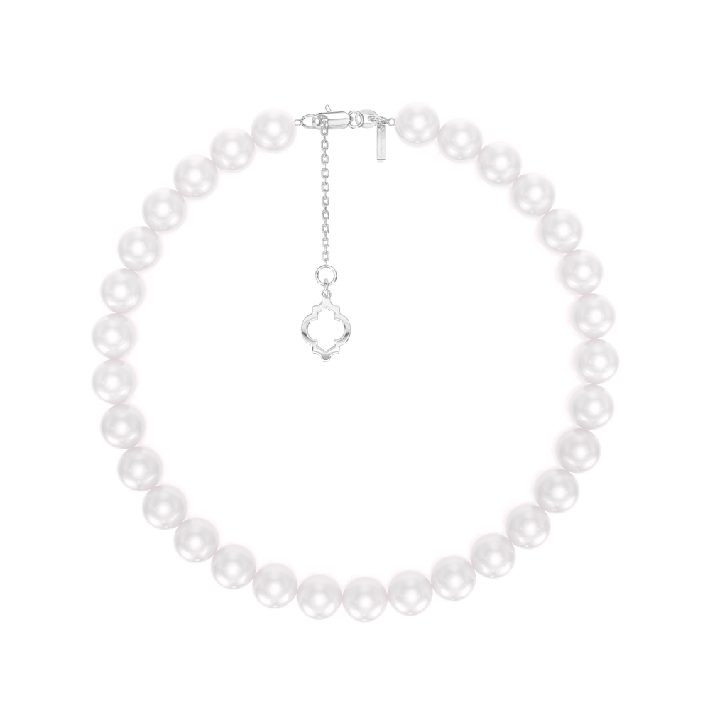 Bratara Amina cu perle de 6 mm, din aur alb 14 KT