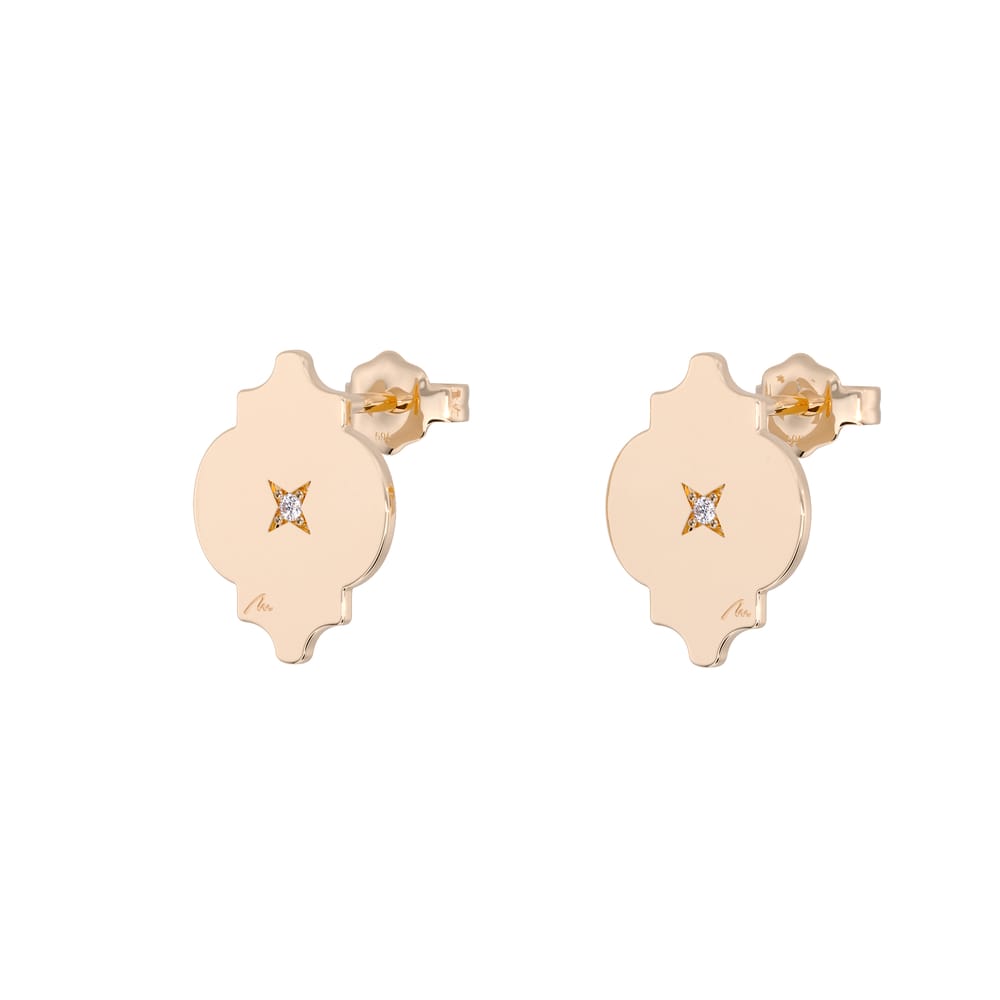 Cercei Alaya, cu diamante albe, din aur roz 14 KT