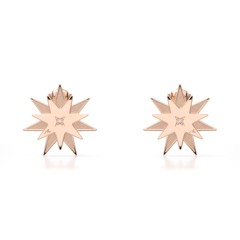 Cercei Luceafar S, din aur roz 14 KT