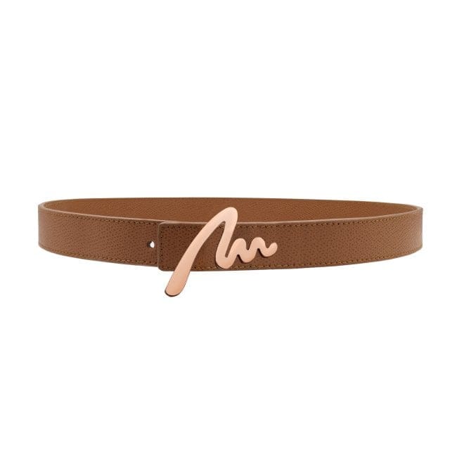Curea Monograma M, din piele camel
