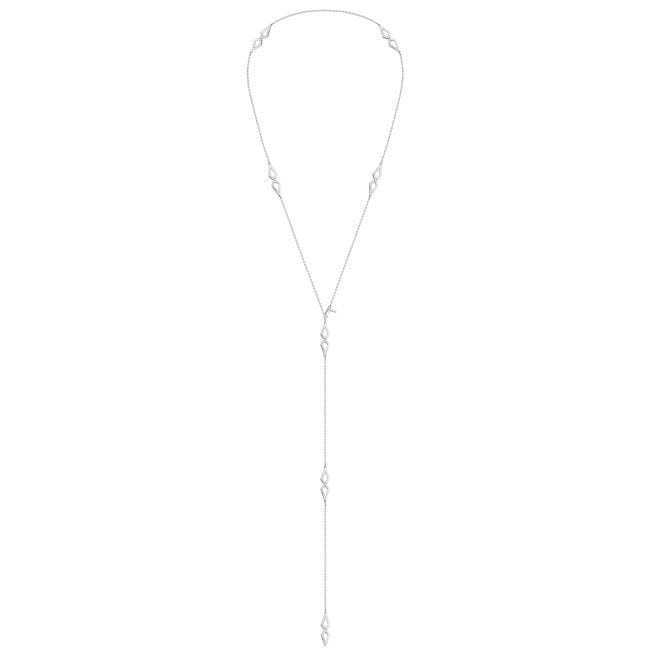 Colier Grace cu 7 petale, cu diamante albe, din aur alb 14 KT