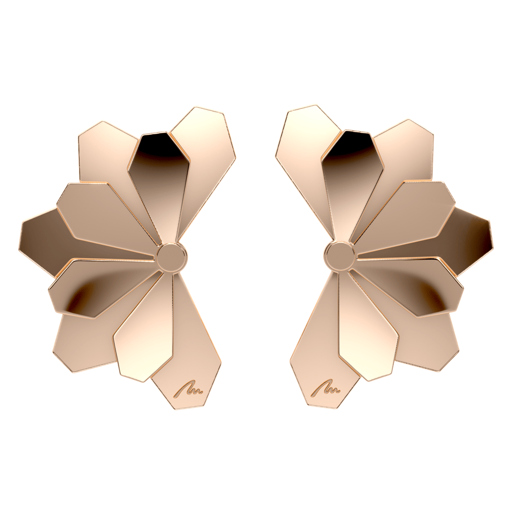 Cercei aur roz floare 14 KT, Grace Flower Five Double