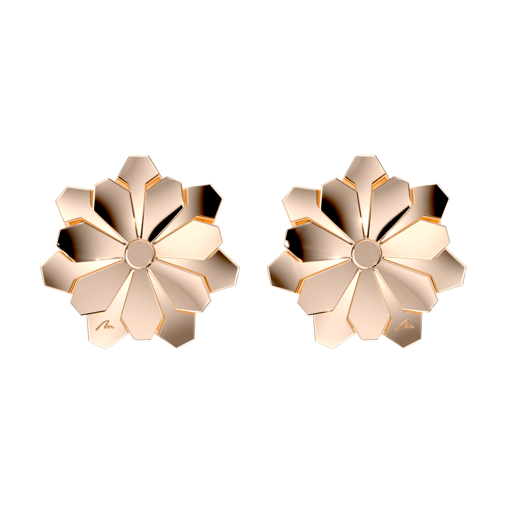 Cercei aur roz floare 14 KT, Grace Flower Double