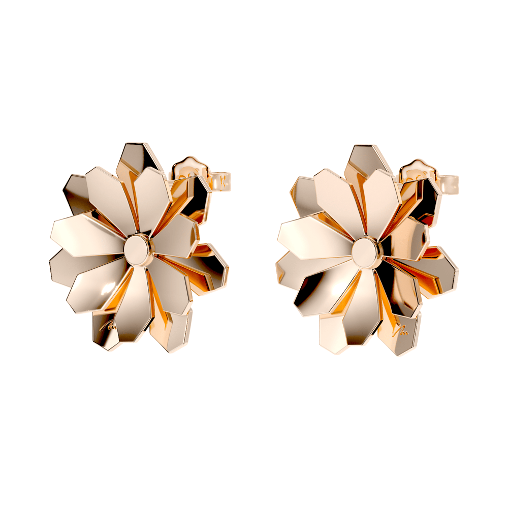 Cercei aur roz floare 14 KT, Grace Flower Double