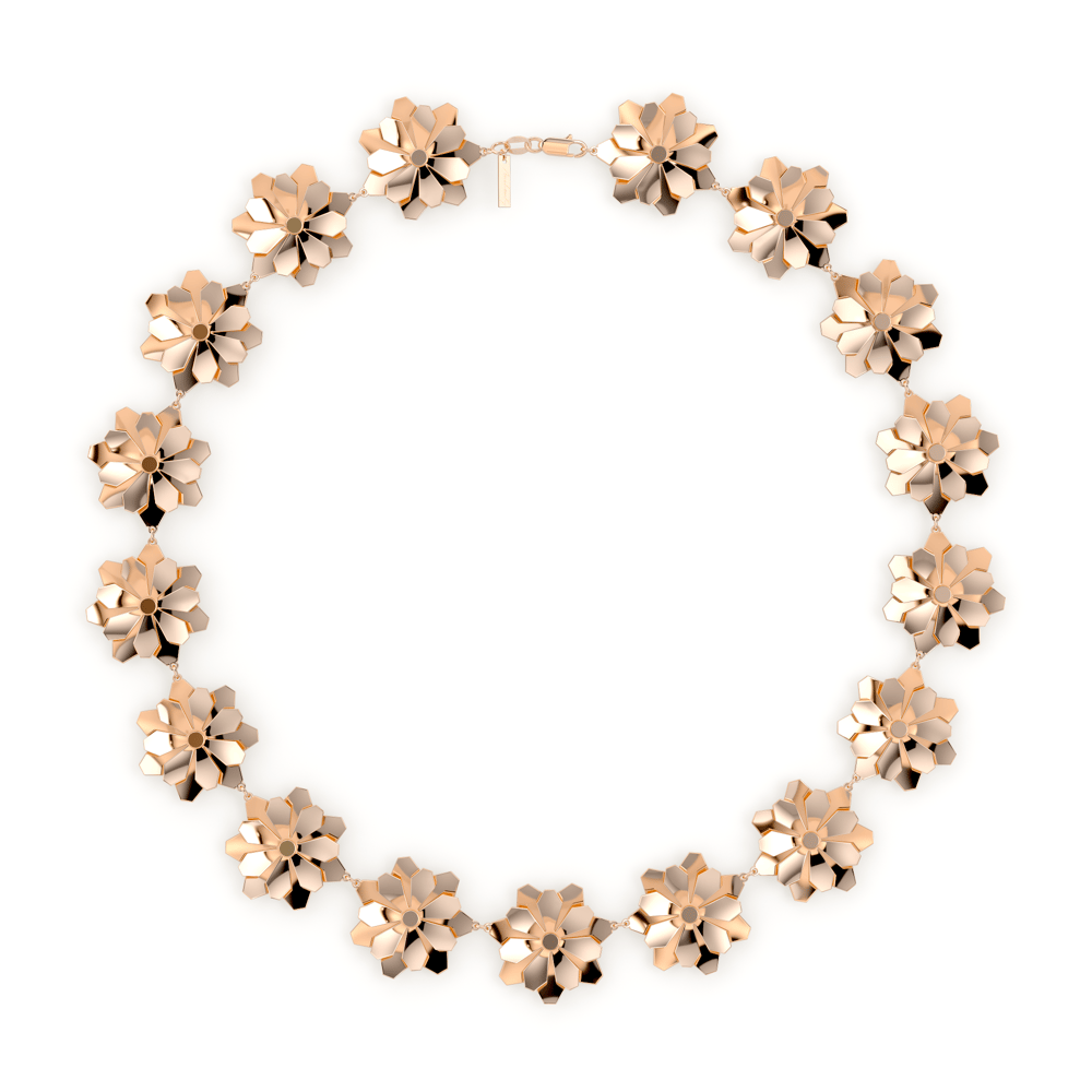Colier aur roz floare 14 KT, Grace Double Flower 17