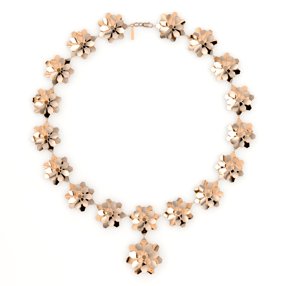 Colier aur roz floare 14 KT, Grace Flower 18 Double