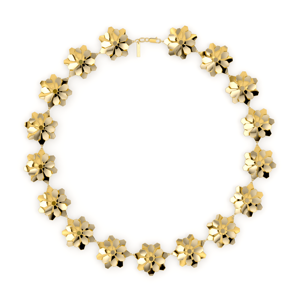 Colier aur galben floare 14 KT, Grace Double Flower 17