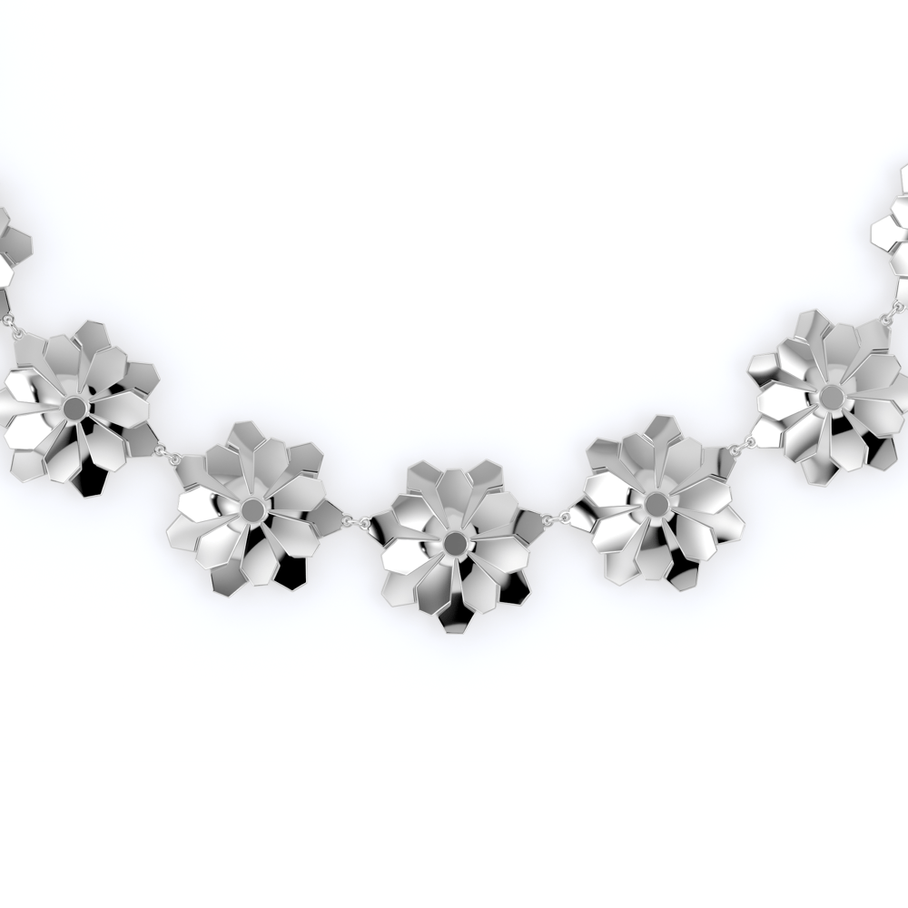 Colier aur alb floare 14 KT, Grace Double Flower 17
