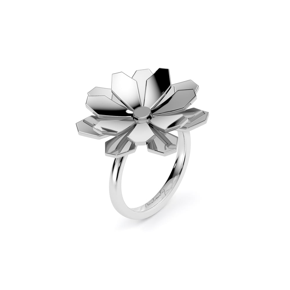 Inel aur alb floare 14 KT, Grace Flower Double
