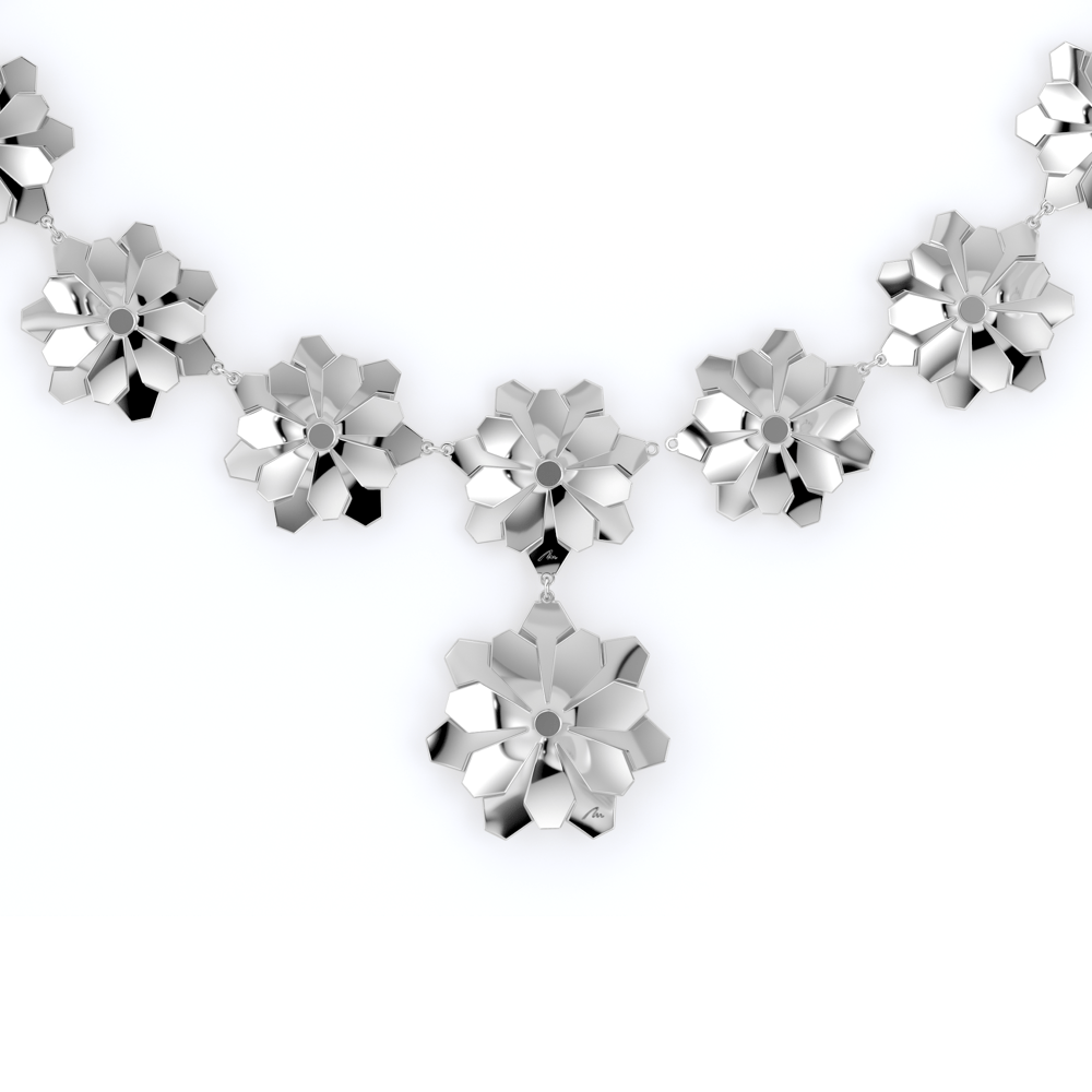 Colier aur alb floare 14 KT, Grace Flower 18 Double