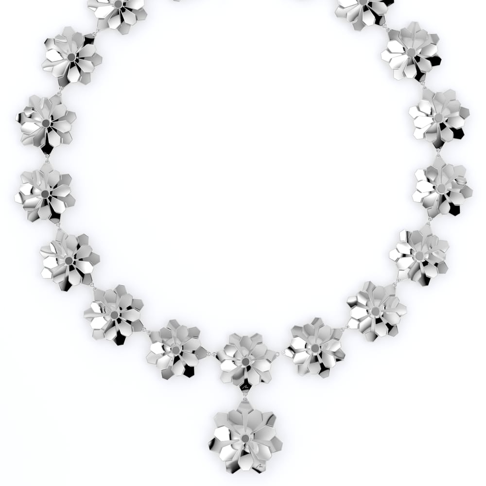 Colier aur alb floare 14 KT, Grace Flower 18 Double