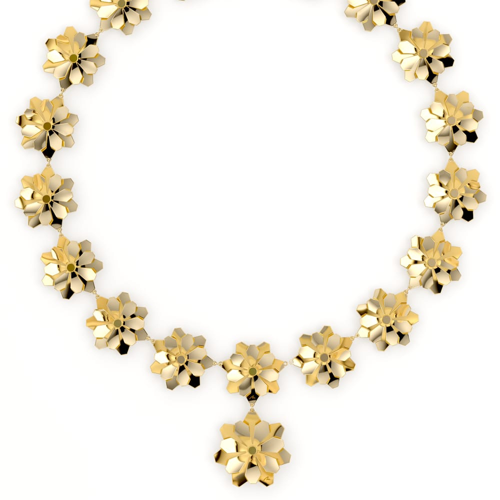 Colier aur galben floare 14 KT, Grace Flower 18 Double