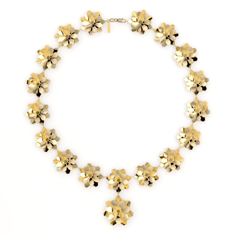 Colier aur galben floare 14 KT, Grace Flower 18 Double