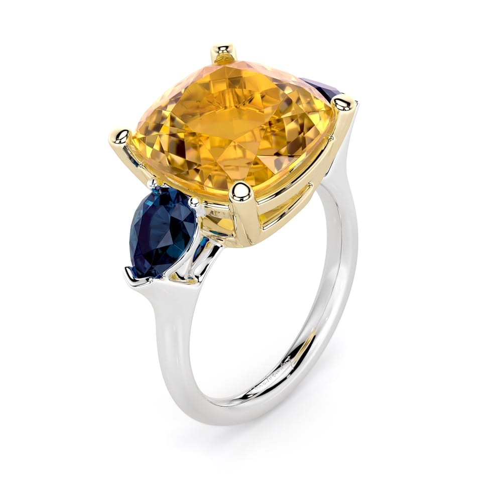 18 KT white gold Citrine and London Blue Topaz Panarea ring