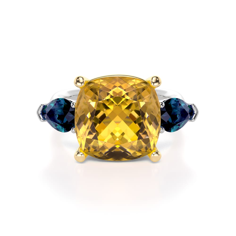 18 KT white gold Citrine and London Blue Topaz Panarea ring