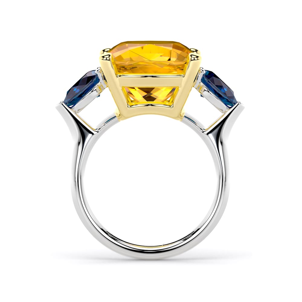 18 KT white gold Citrine and London Blue Topaz Panarea ring