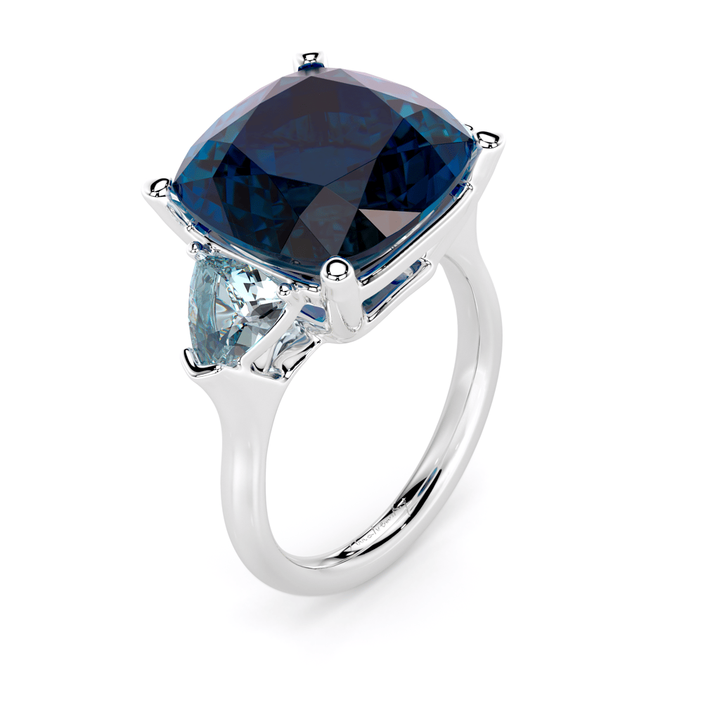 18 KT white gold London blue topaz and Light blue topaz Sardinia ring