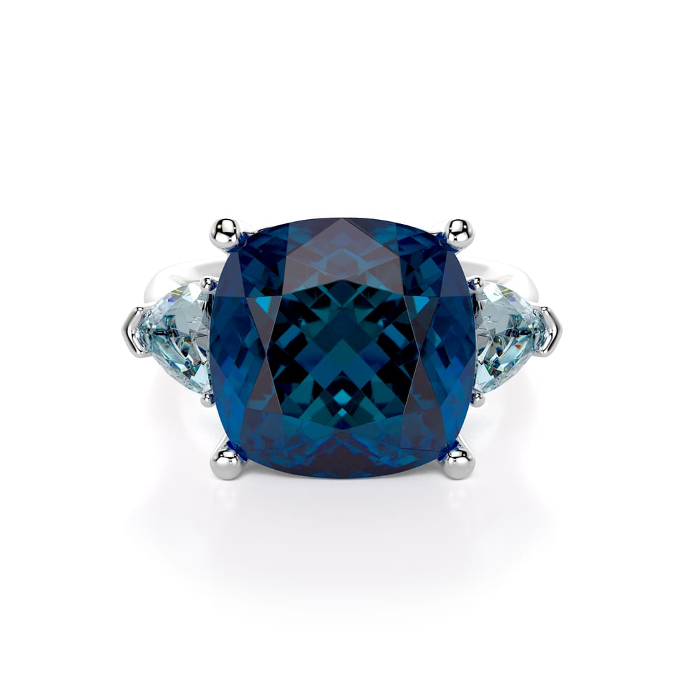 18 KT white gold London blue topaz and Light blue topaz Sardinia ring