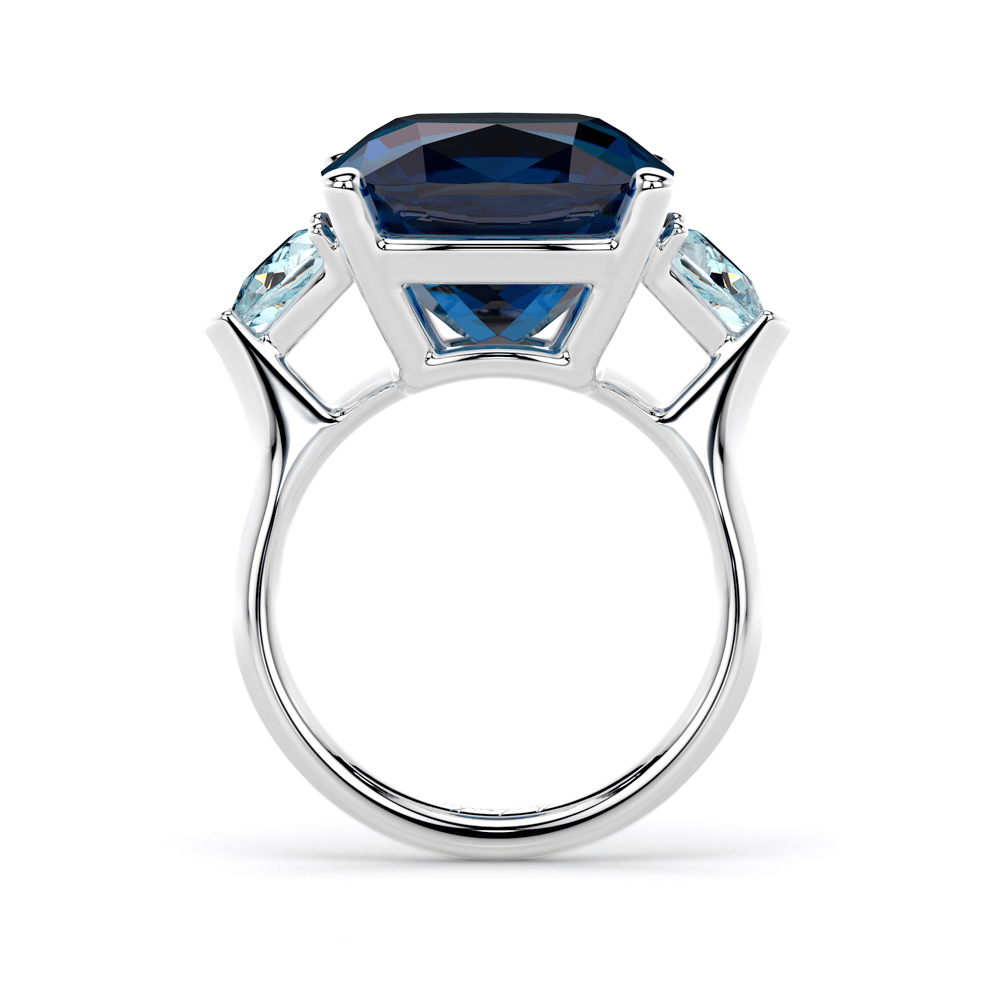 18 KT white gold London blue topaz and Light blue topaz Sardinia ring