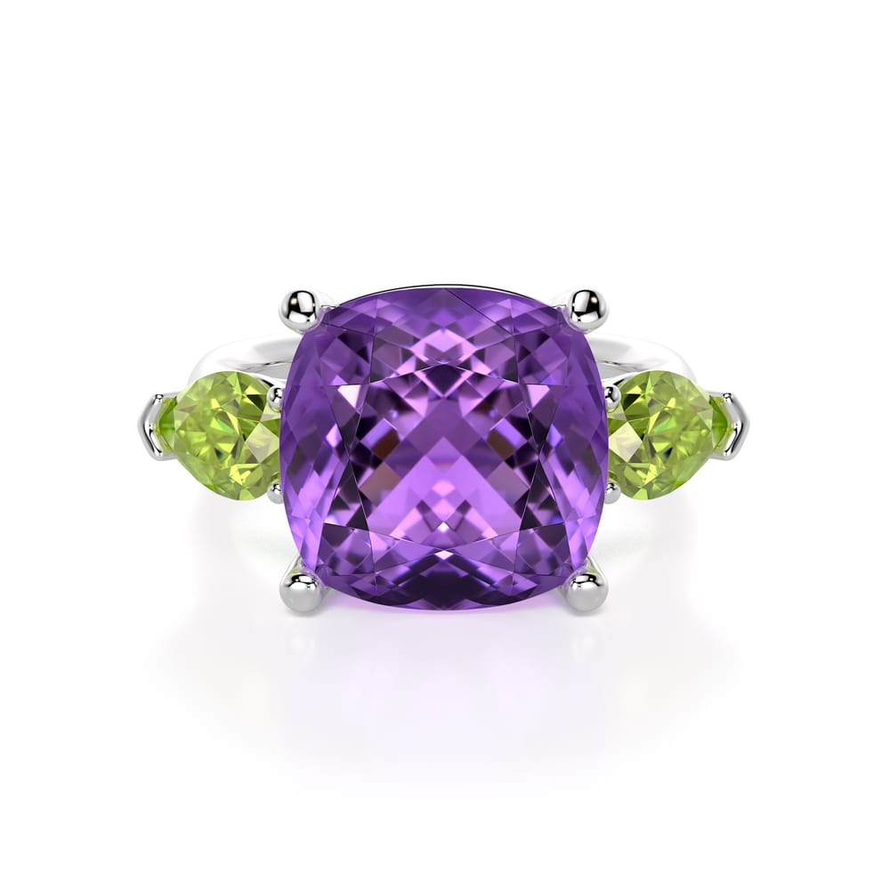 18 KT white gold Amethyst and Peridot Toscana ring
