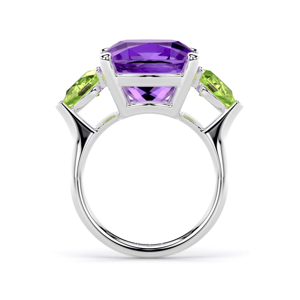 18 KT white gold Amethyst and Peridot Toscana ring