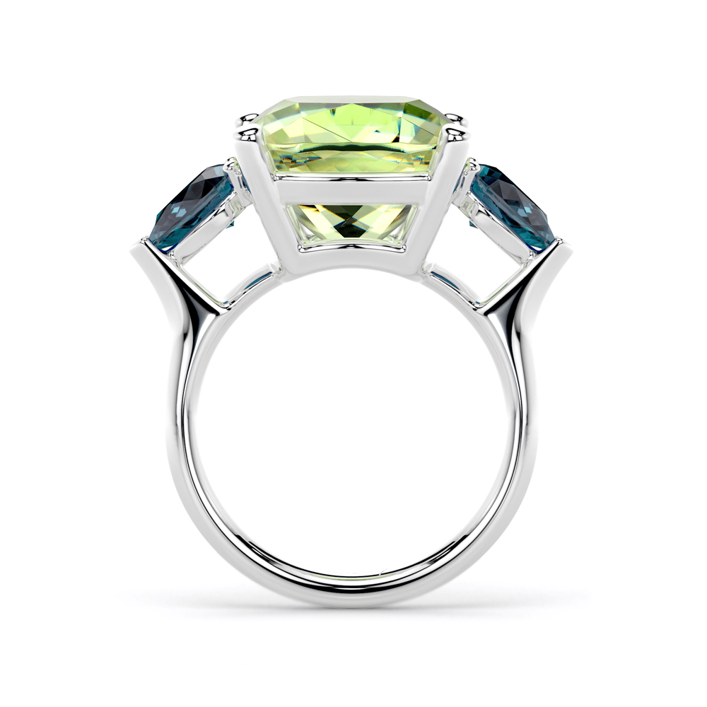 18 KT white gold Prasolite and London blue topaz Como ring