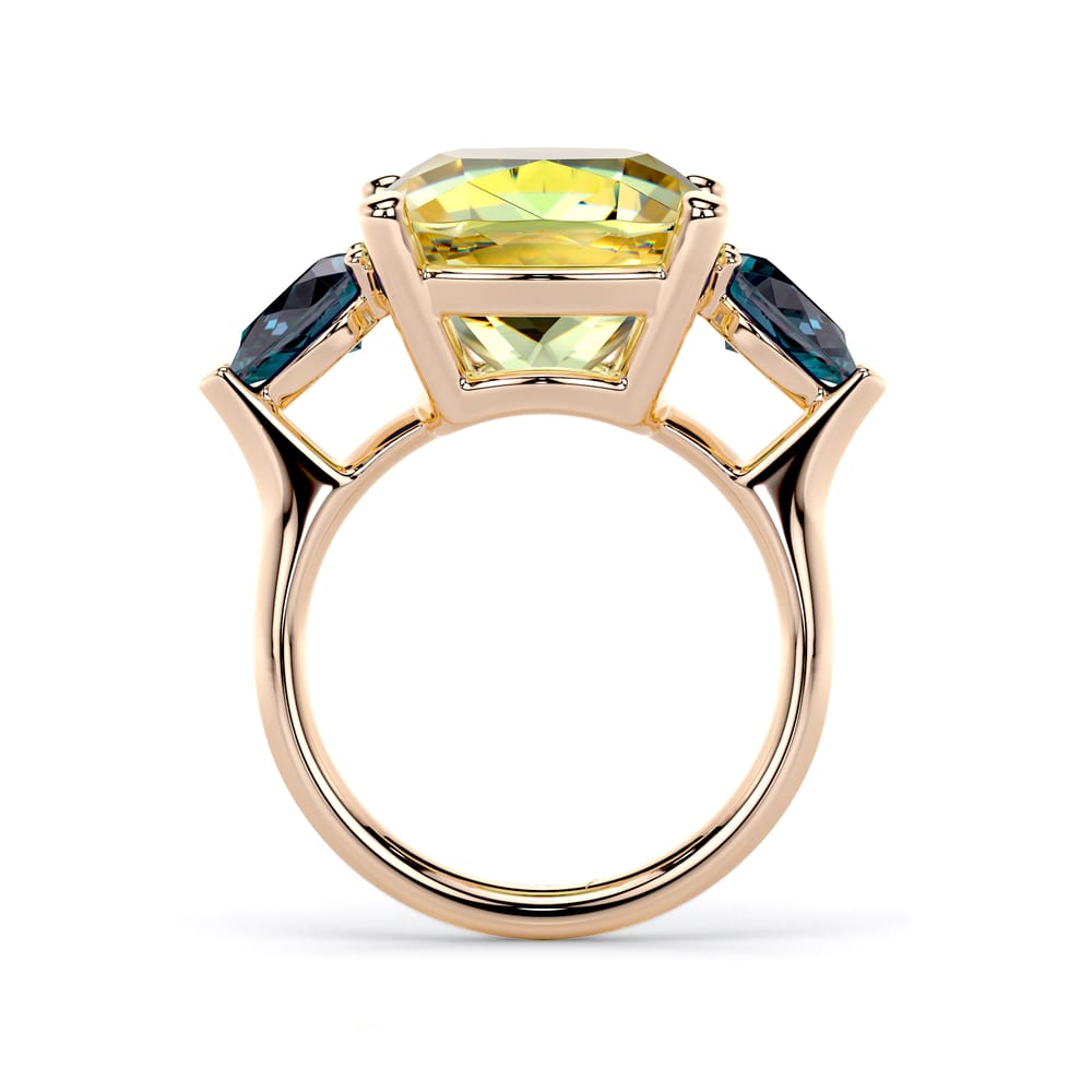 Inel din aur roz cu Praziolit si Topaz albastru inchis, Como La Grande Bellezza