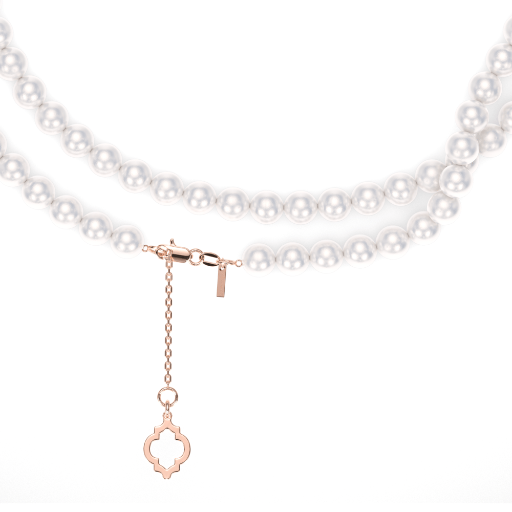 Colier 80 cm cu perle de 6 mm, din aur roz 14 KT
