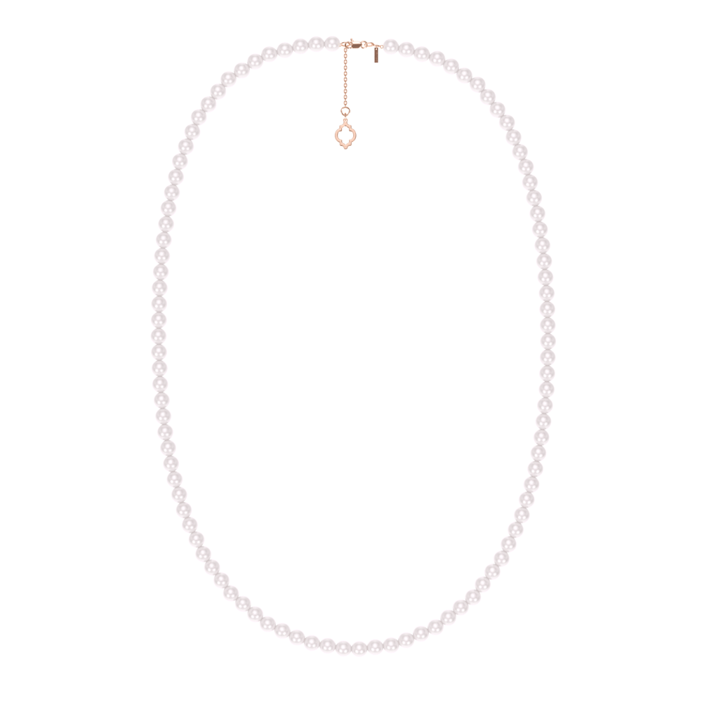 Colier 80 cm cu perle de 6 mm, din aur roz 14 KT