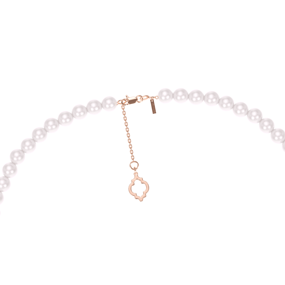 Colier 80 cm cu perle de 6 mm, din aur roz 14 KT