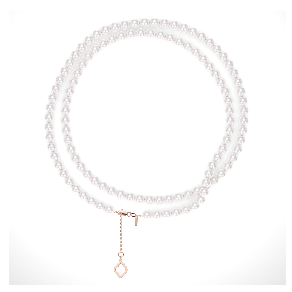 Colier 80 cm cu perle de 6 mm, din aur roz 14 KT