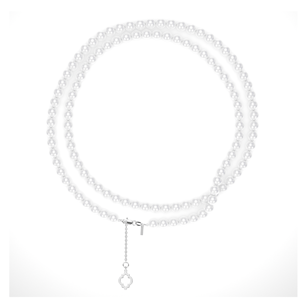 14 KT white gold 80 cm 6 mm pearls necklace