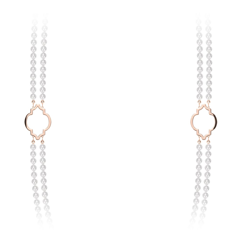 14 KT rose gold 6 mm pearls Amina double necklace