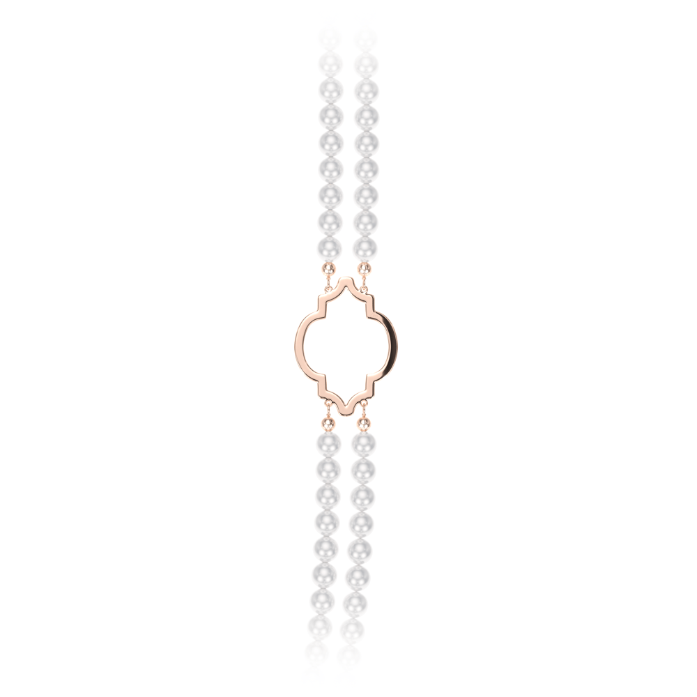 14 KT rose gold 6 mm pearls Amina double necklace
