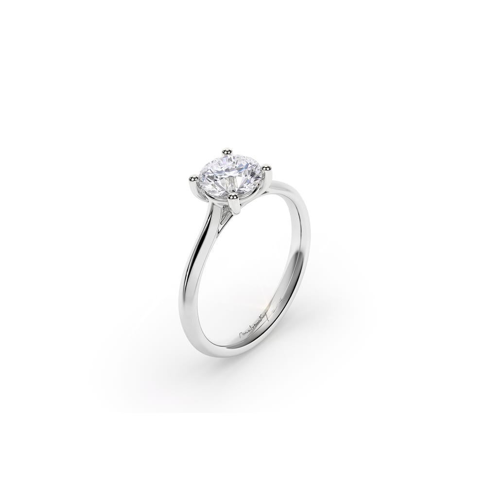 18 KT White Gold Classic Engagement Ring Round Cut LGD 1.00 CT