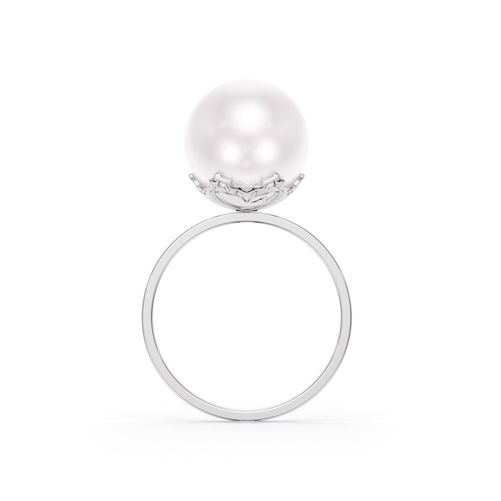 Inel cu perla de cultura, din aur alb 14 KT