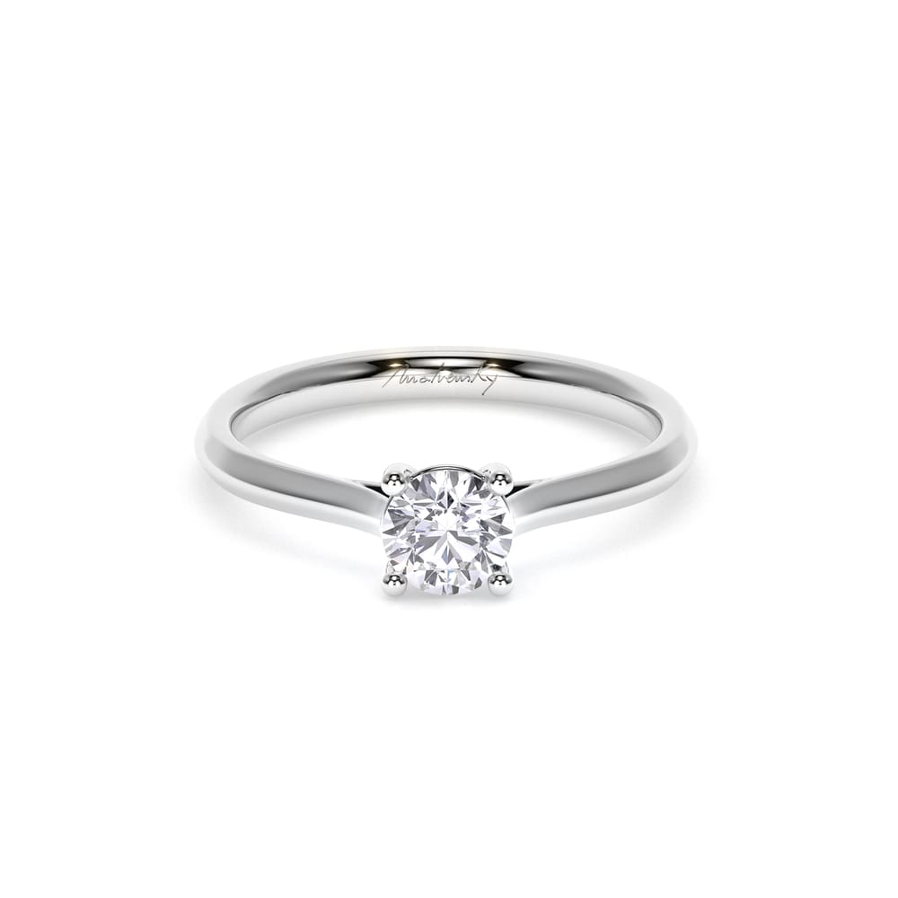 Inel de Logodna Classic Aur Alb 18 KT Round Cut LGD 0.50 CT