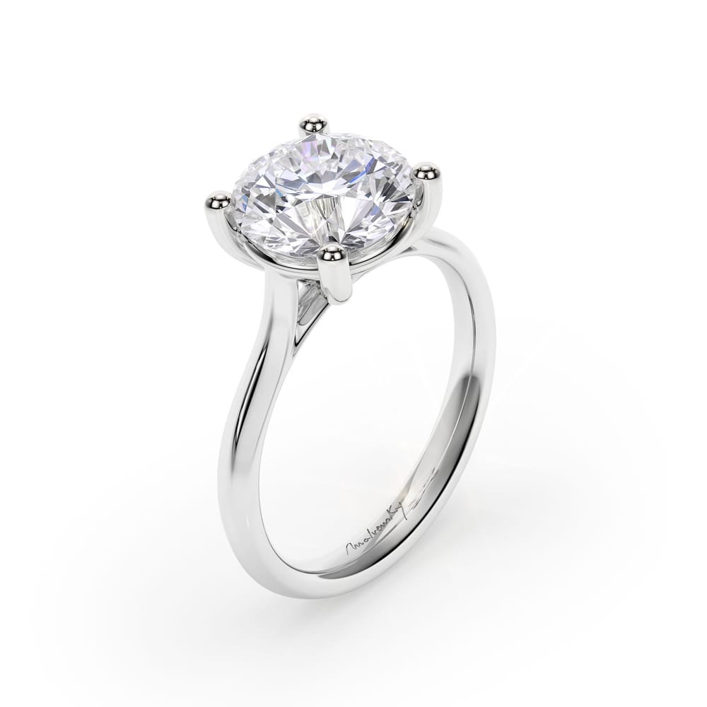 Inel de Logodna Classic Aur Alb 18 KT Round Cut LGD 3.00 CT