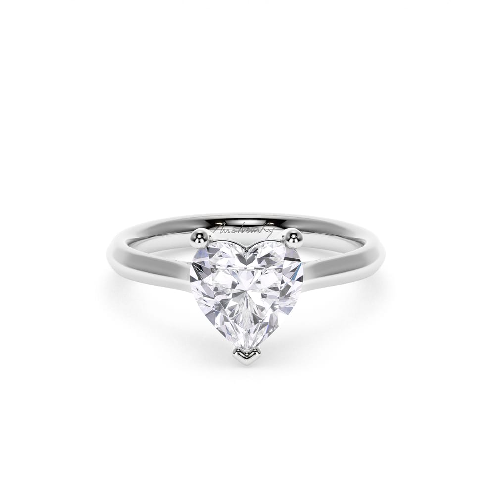 18 KT White Gold Classic Engagement Ring Heart Cut LGD 2.00 CT