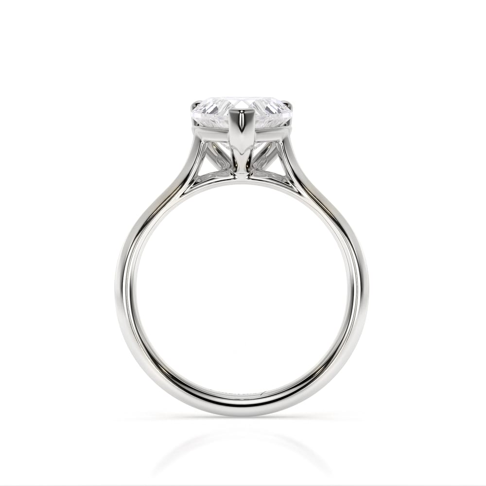 18 KT White Gold Classic Engagement Ring Heart Cut LGD 2.00 CT
